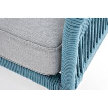  "Канны" диван 2-местный плетеный из роупа, каркас алюминий светло-серый (RAL7035) шагрень, роуп бирюзовый круглый, ткань светло-серая, фото 5 