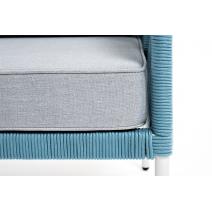  "Канны" диван 2-местный плетеный из роупа, каркас алюминий светло-серый (RAL7035) шагрень, роуп бирюзовый круглый, ткань светло-серая, фото 6 
