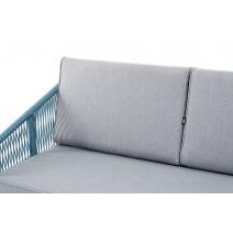  "Канны" диван 2-местный плетеный из роупа, каркас алюминий светло-серый (RAL7035) шагрень, роуп бирюзовый круглый, ткань светло-серая, фото 9 