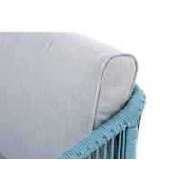  "Канны" диван 2-местный плетеный из роупа, каркас алюминий светло-серый (RAL7035) шагрень, роуп бирюзовый круглый, ткань светло-серая, фото 10 