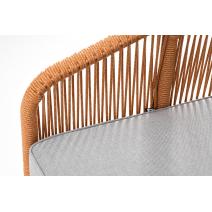  "Канны" диван 2-местный плетеный из роупа, каркас алюминий светло-серый (RAL7035) шагрень, роуп оранжевый меланж круглый, ткань светло-серая, фото 5 