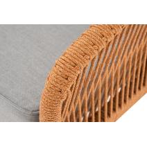  "Канны" диван 2-местный плетеный из роупа, каркас алюминий светло-серый (RAL7035) шагрень, роуп оранжевый меланж круглый, ткань светло-серая, фото 6 