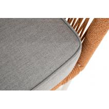  "Канны" диван 2-местный плетеный из роупа, каркас алюминий светло-серый (RAL7035) шагрень, роуп оранжевый меланж круглый, ткань светло-серая, фото 7 