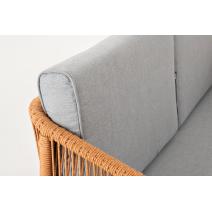  "Канны" диван 2-местный плетеный из роупа, каркас алюминий светло-серый (RAL7035) шагрень, роуп оранжевый меланж круглый, ткань светло-серая, фото 9 