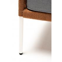  "Канны" кресло плетеное из роупа, каркас алюминий светло-серый (RAL7035) шагрень, роуп оранжевый меланж круглый, ткань светло-серая, фото 4 