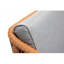  "Канны" кресло плетеное из роупа, каркас алюминий светло-серый (RAL7035) шагрень, роуп оранжевый меланж круглый, ткань светло-серая, фото 8 