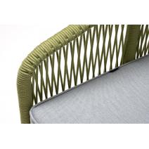  "Канны" кресло плетеное из роупа, каркас алюминий светло-серый (RAL7035) шагрень, роуп салатовый круглый, ткань светло-серая, фото 5 