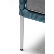  "Канны" кресло плетеное из роупа, каркас алюминий светло-серый (RAL7035) шагрень, роуп бирюзовый круглый, ткань светло-серая, фото 4 