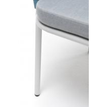  "Лион" стул плетеный из роупа, каркас из стали светло-серый (RAL7035) шагрень, роуп бирюзовый круглый, ткань светло-серая, фото 7 