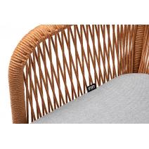  "Лион" стул плетеный из роупа, каркас из стали светло-серый (RAL7035) шагрень, роуп оранжевый меланж круглый, ткань светло-серая, фото 5 