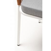  "Лион" стул плетеный из роупа, каркас из стали светло-серый (RAL7035) шагрень, роуп оранжевый меланж круглый, ткань светло-серая, фото 7 
