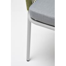  "Лион" стул плетеный из роупа, каркас из стали светло-серый (RAL7035) шагрень, роуп салатовый круглый, ткань светло-серая, фото 7 