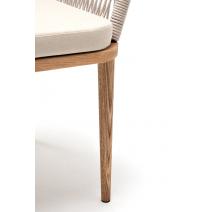  "Марсель" стул плетеный из роупа, основание дуб, роуп бежевый круглый, ткань бежевая, фото 8 