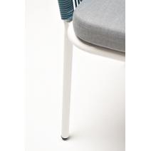 "Марсель" стул плетеный из роупа, каркас алюминий светло-серый (RAL7035) шагрень, роуп бирюзовый круглый, ткань светло-серая, фото 7 