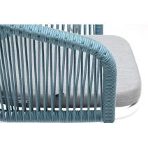  "Марсель" стул плетеный из роупа, каркас алюминий светло-серый (RAL7035) шагрень, роуп бирюзовый круглый, ткань светло-серая, фото 8 