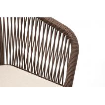  "Марсель" стул плетеный из роупа, основание дуб, роуп коричневый круглый, ткань бежевая, фото 4 