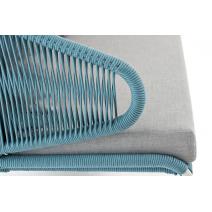  "Милан" диван 2-местный плетеный из роупа, каркас алюминий светло-серый (RAL7035) шагрень, роуп бирюзовый круглый, ткань светло-серая, фото 6 