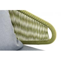  "Милан" диван 2-местный плетеный из роупа, каркас алюминий светло-серый (RAL7035) шагрень, роуп салатовый круглый, ткань светло-серая, фото 5 