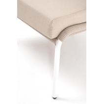  "Милан" кресло плетеное из роупа, каркас алюминий белый, роуп бежевый круглый, ткань бежевая, фото 7 