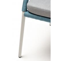  "Милан" стул плетеный из роупа, каркас алюминий светло-серый (RAL7035) шагрень, роуп бирюзовый круглый, ткань светло-серая, фото 7 