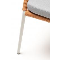  "Милан" стул плетеный из роупа, каркас алюминий светло-серый (RAL7035) шагрень, роуп оранжевый меланж круглый, ткань светло-серая, фото 7 