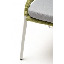  "Милан" стул плетеный из роупа, каркас алюминий светло-серый (RAL7035) шагрень, роуп салатовый круглый, ткань светло-серая, фото 8 