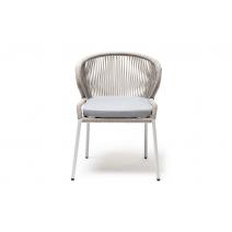 "Милан" стул плетеный из роупа, каркас алюминий светло-серый (RAL7035) шагрень, роуп серый меланж круглый, ткань светло-серая, фото 2 