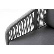  "Канны" кресло плетеное из роупа, каркас алюминий белый шагрень, роуп светло-серый круглый, ткань светло-серая, фото 5 