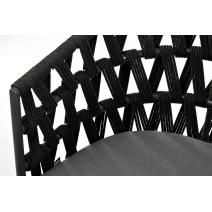  "Диего" стул плетеный из роупа, основание дуб, роуп темно-серый круглый, ткань серая, фото 6 
