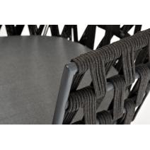  "Диего" стул плетеный из роупа, основание дуб, роуп темно-серый круглый, ткань серая, фото 8 