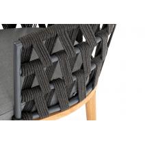  "Диего" стул плетеный из роупа, основание дуб, роуп темно-серый круглый, ткань серая, фото 9 