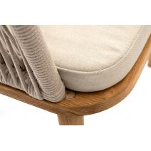  "Лион" стул плетеный из роупа, основание дуб, роуп бежевый круглый, ткань бежевая, фото 6 