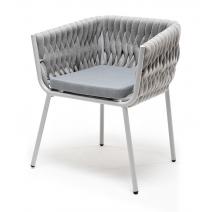  "Монако" стул плетеный из роупа, каркас алюминий светло-серый (RAL7035) муар, роуп светло-серый 40 мм, ткань светло-серая, фото 1 