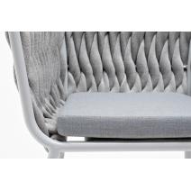  "Монако" стул плетеный из роупа, каркас алюминий светло-серый (RAL7035) муар, роуп светло-серый 40 мм, ткань светло-серая, фото 10 