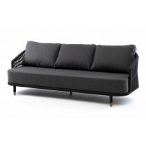  "Верона" диван 3-местный плетеный из роупа, каркас алюминий темно-серый (RAL7024) шагрень, роуп темно-серый круглый, ткань темно-серая, фото 1 