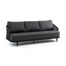  "Верона" диван 3-местный плетеный из роупа, каркас алюминий темно-серый (RAL7024) шагрень, роуп темно-серый круглый, ткань темно-серая, фото 3 