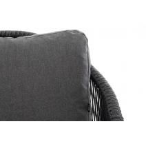  "Верона" диван 3-местный плетеный из роупа, каркас алюминий темно-серый (RAL7024) шагрень, роуп темно-серый круглый, ткань темно-серая, фото 7 