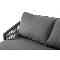  "Верона" диван 3-местный плетеный из роупа, каркас алюминий темно-серый (RAL7024) шагрень, роуп темно-серый круглый, ткань темно-серая, фото 9 