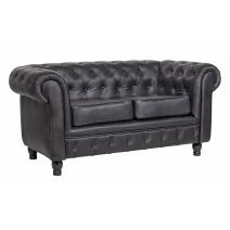  Классический черный кожаный диван Chesterfield black leather 2S, фото 2 