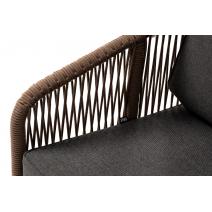  "Канны" кресло плетеное из роупа, каркас алюминий коричневый (RAL8016), роуп коричневый круглый, ткань темно-серая, фото 7 
