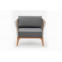  "Касабланка" кресло плетеное из роупа, основание дуб, роуп серо-коричневый 23мм, ткань серая, фото 2 