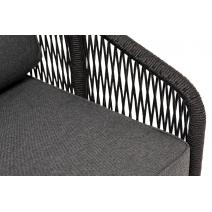  "Канны" кресло плетеное из роупа, каркас алюминий белый, муар, роуп бежевый круглый, ткань бежевая, фото 4 
