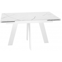  Стол DikLine SKM140 Керамика Белый мрамор/подстолье белое/опоры белые (2 уп.), фото 1 