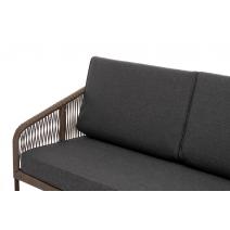  "Канны" диван 2-местный плетеный из роупа, каркас алюминий коричневый (RAL8016) муар, роуп коричневый круглый, ткань темно-серая 019, фото 4 