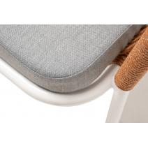  "Лион" стул плетеный из роупа, каркас алюминий белый (RAL9016) шагрень, роуп оранжевый меланж круглый, ткань светло-серая, фото 6 