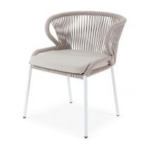  "Милан" стул плетеный из роупа, каркас алюминий (RAL1001), роуп бежевый круглый, ткань бежевая, фото 1 