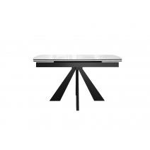  Стол DikLine SFU120 стекло белое мрамор глянец/подстолье черное/опоры черные (2 уп.), фото 3 