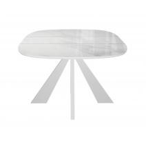  Стол DikLine SFK110 стекло белое мрамор глянец/подстолье белое/опоры белые (2 уп.), фото 6 