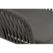  "Бордо" стул плетеный из роупа, каркас алюминий темно-серый (RAL7024) шагрень, роуп серый 15мм, ткань серая, фото 4 