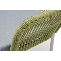  "Лион" стул плетеный из роупа, каркас алюминий светло-серый (RAL7035) шагрень, роуп салатовый меланж круглый, ткань светло-серая, фото 4 